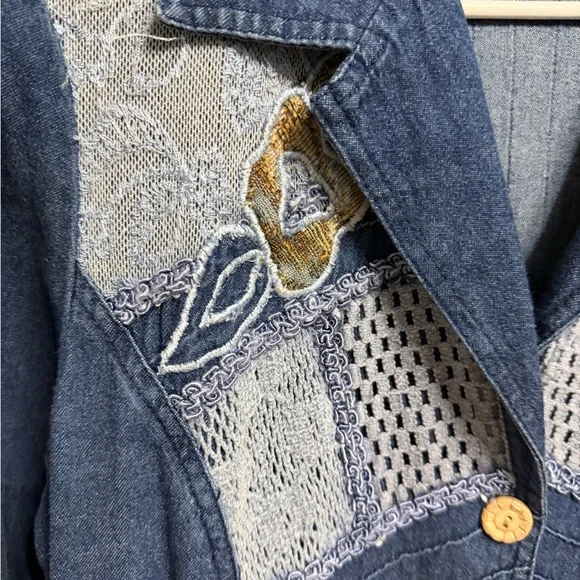 Vintage Styleworks Denim Embroidered Lace Dress/Duster